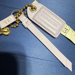 COACH LEATHER STRAP BRASS BALL CHAIN KEYFOB CHARM KEYCHAIN HANGTAG ZIPPER PULL